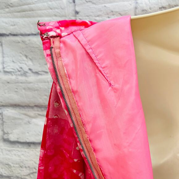 Vintage 70s Handmade Maxi Dress Long Sleeve Pink Patchwork V-Neck Size S - Picture 8 of 8